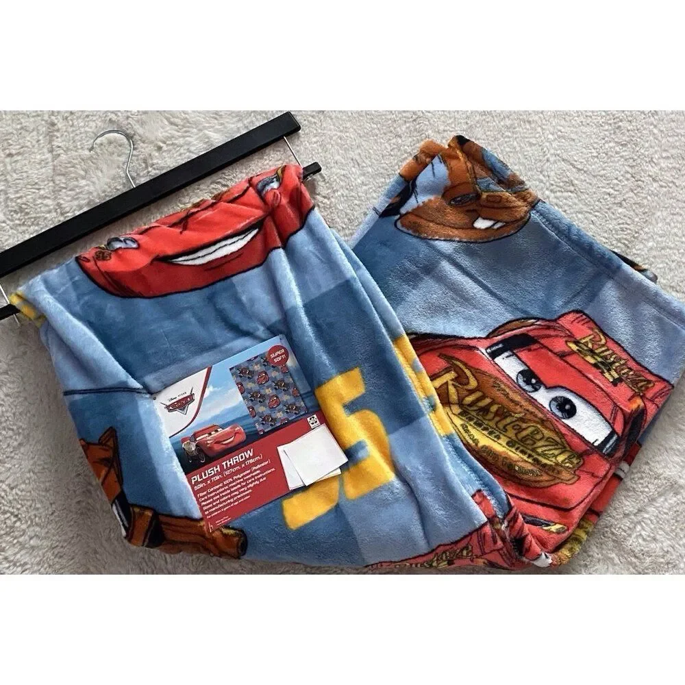 DISNEY Pixar CARS LIGHTNING MCQUEEN 95 Tow Mater Throw‎ Blanket 50 X 70” NEW